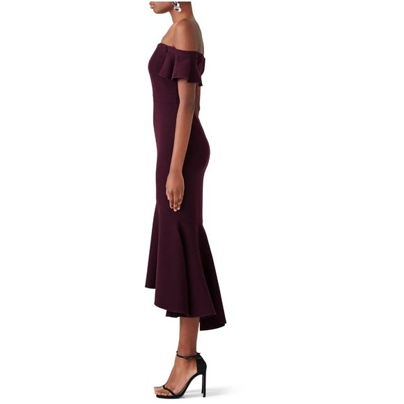 EUC Rachel Zoe Cabernet Devon Off the Shoulder Midi Dress Sz 6 - Picture 7 of 15